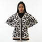 Leopard Print Detail Trim Knitted Cardigan