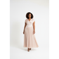 V-Neck Short Sleeve Solid Color Rayon Blend Fitted Maxi Dress