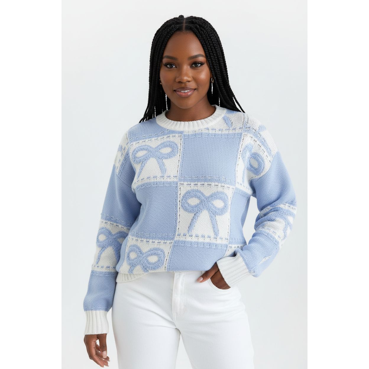 Round Neck Bow Pullover Top