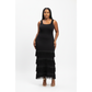 Square Neck Knitted Fringe Maxi Dress