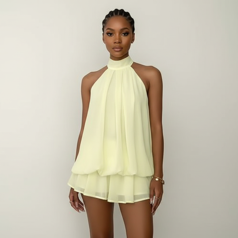 Halter Tie Backless A Line Party Mini Dress