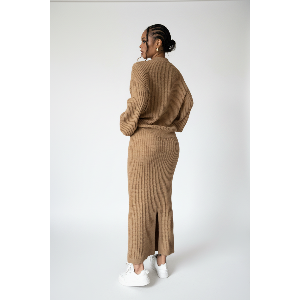 Ladies Two-Piece Knitted Sweater & Maxi Skirt Set