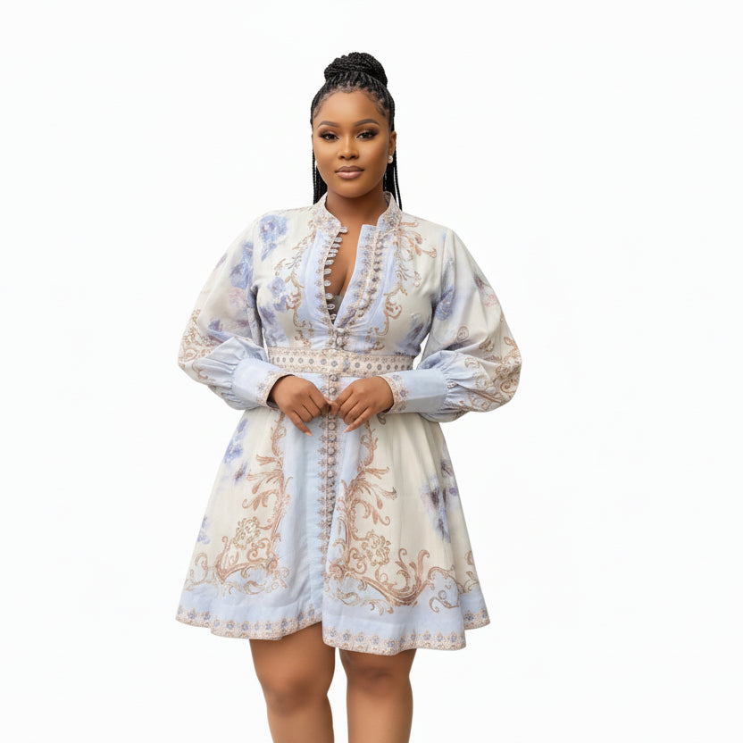 Hypnotic Buttoned Down Floral Mini Dress