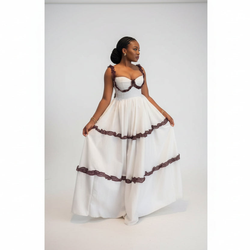 Plus Size Sweetheart Poplin Frill Maxi Dress