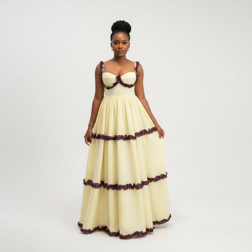 Plus Size Sweetheart Poplin Frill Maxi Dress