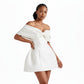 Off-Shoulder Bow Detail Mini Dress