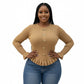 Front Button Ruffle Long Sleeve Top