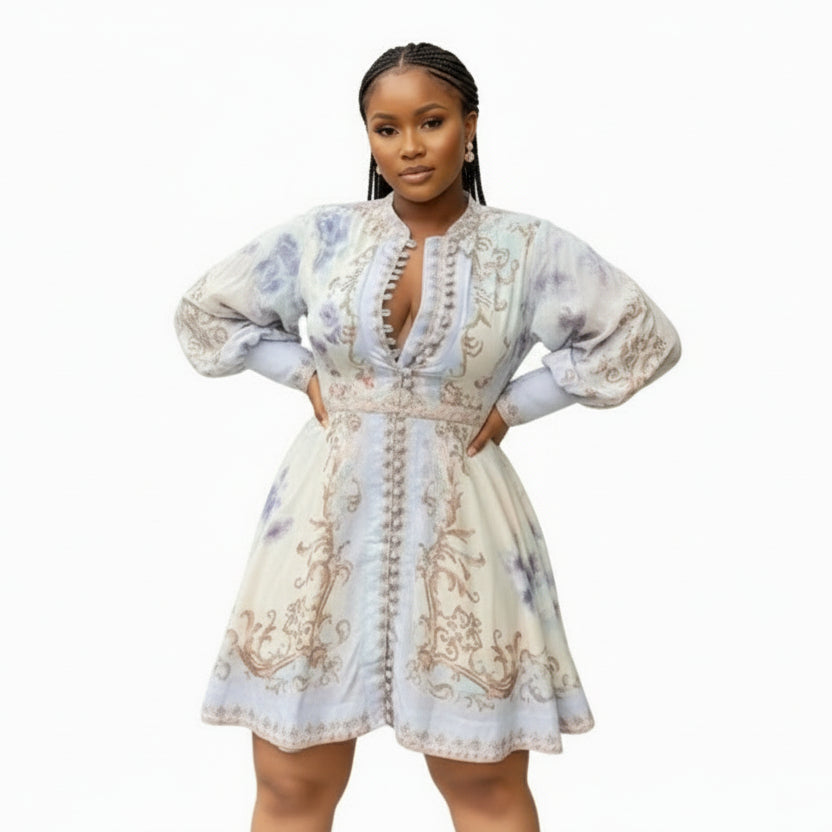 Hypnotic Buttoned Down Floral Mini Dress