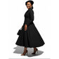 Plus Size Double-Breasted Long-Sleeve Midi Dress