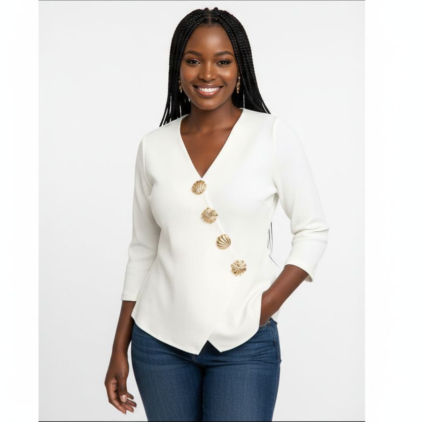 Stylish V-neck Cardigan Blouse Top