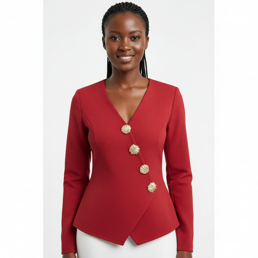 Stylish V-neck Cardigan Blouse Top