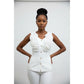 Sleeveless Large Rosette Detail Top on The Front