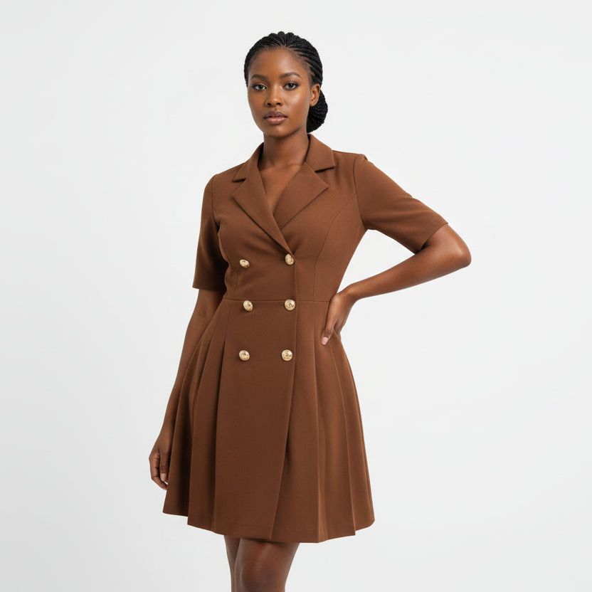 Plus Size Stylish Pleated Blazer Mini Dress
