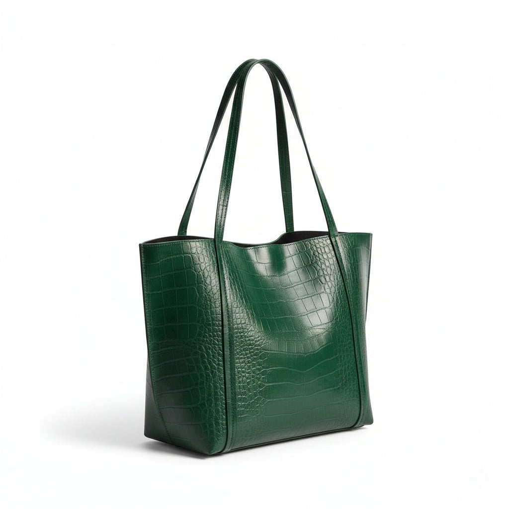 Ladies Crocodile-Effect Faux Leather Bag