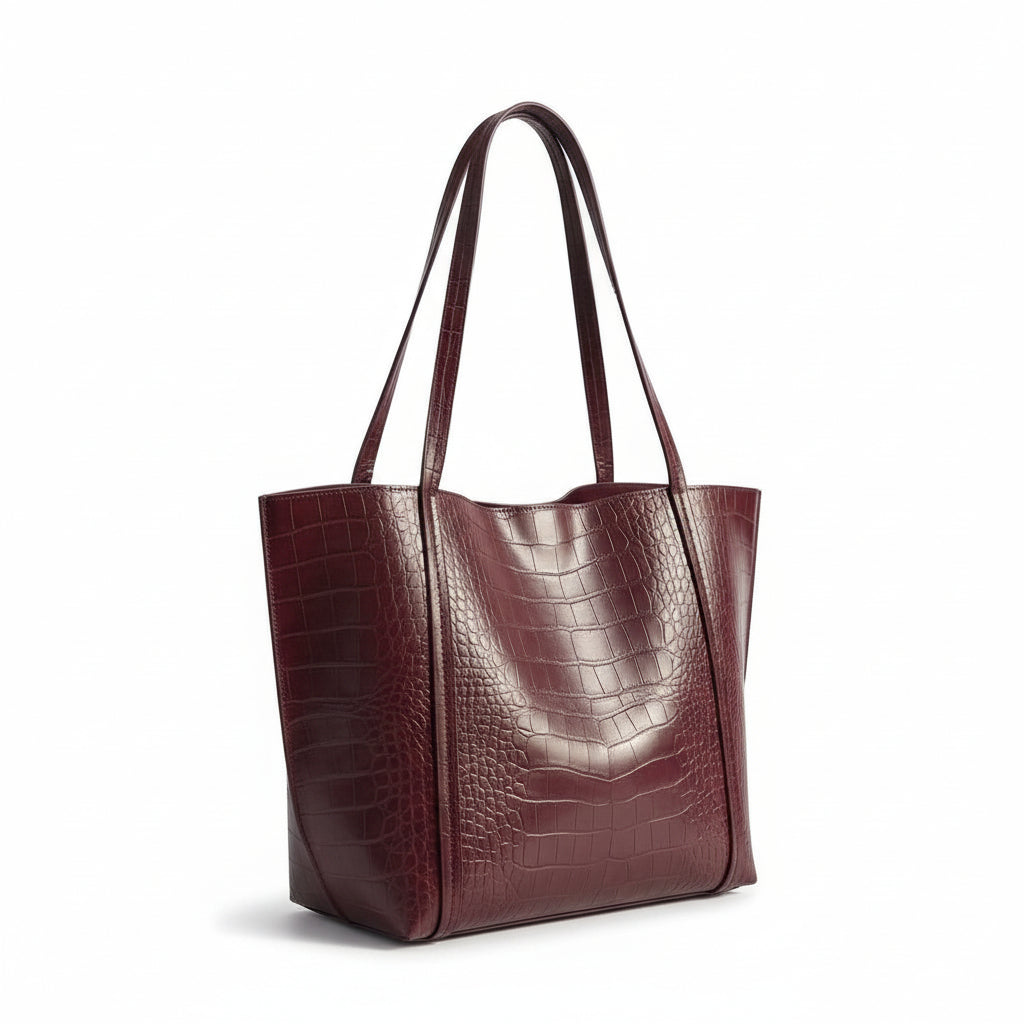 Ladies Crocodile-Effect Faux Leather Bag