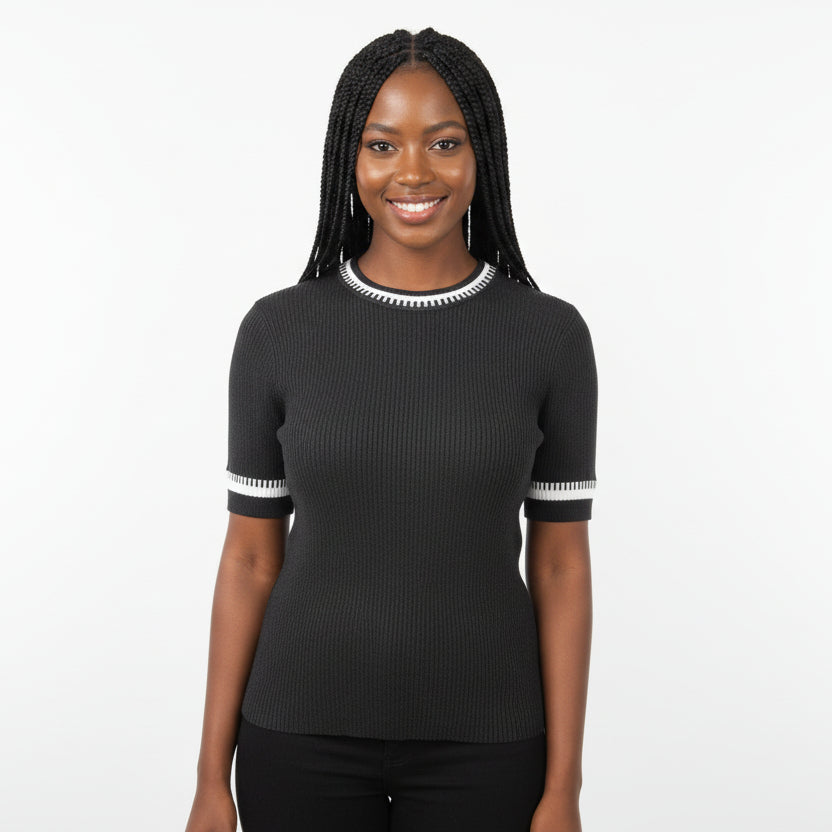 Ribbed Knitted Skin Tight Top