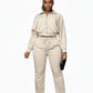Cropped Zip-Up Track Top & Straight Pants Set