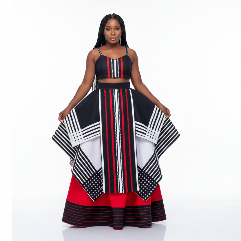 Xhosa Traditional Multi Patterned Layered 2Pcs Set
