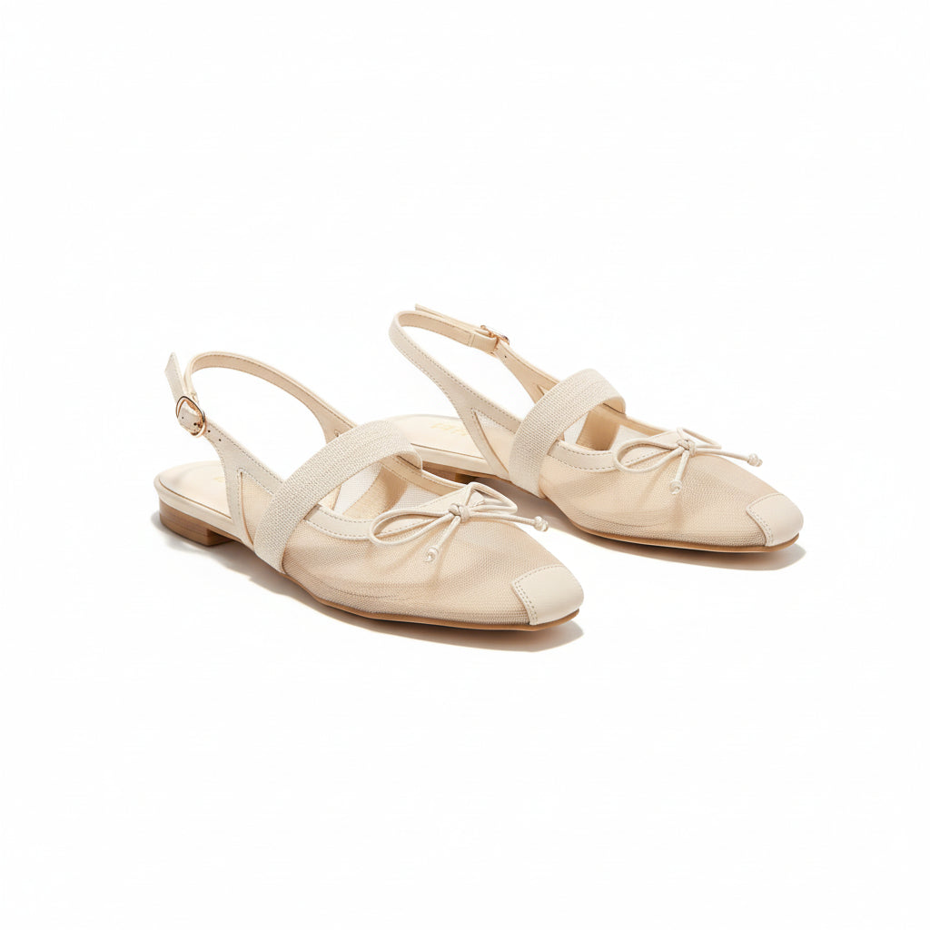 Flat Slingback Mesh Design Strap Shoes