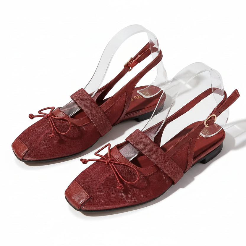 Flat Slingback Mesh Design Strap Shoes