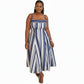 Plus Size Sleeveless Striped Flared Midi Dress