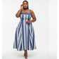 Plus Size Sleeveless Striped Flared Midi Dress