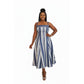 Plus Size Sleeveless Striped Flared Midi Dress