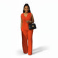 Plus Size Linen Top & Wide Leg Relaxed Trousers Set
