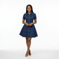 Plus Size Denim Button-Down Short Shirt Dress