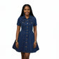 Plus Size Denim Button-Down Short Shirt Dress