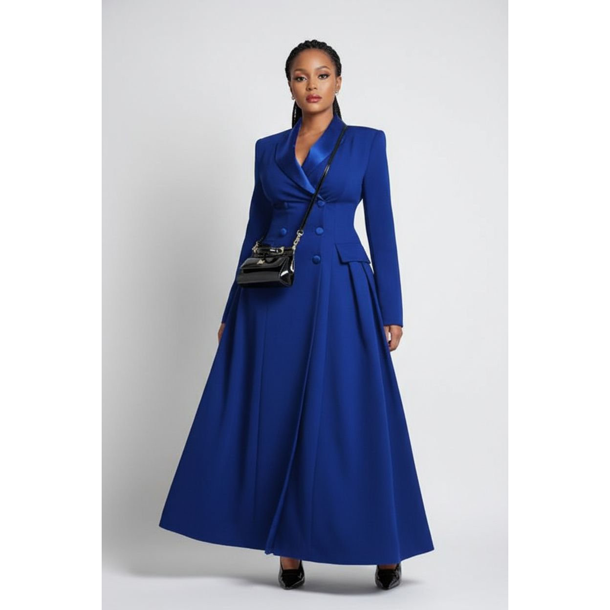 Double-Breasted Long Coat Dress | Plus Size