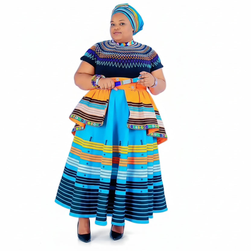 Plus Size African Multi Layer Traditional Set