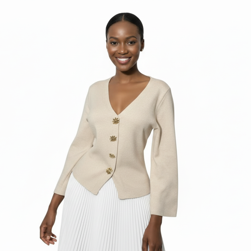 Deep V-neckline Long-Sleeved Peplum Tops