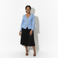 Deep V-neckline Long-Sleeved Peplum Tops
