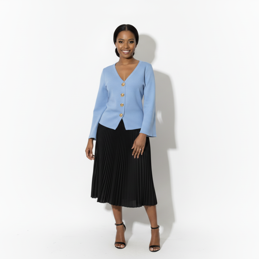 Deep V-neckline Long-Sleeved Peplum Tops