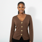 Deep V-neckline Long-Sleeved Peplum Tops