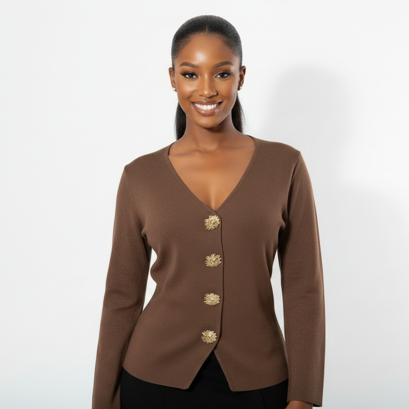 Deep V-neckline Long-Sleeved Peplum Tops