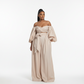 Off-shoulder Wrap Top and Wide-leg Pant Set