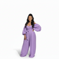Off-shoulder Wrap Top and Wide-leg Pant Set