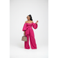 Off-shoulder Wrap Top and Wide-leg Pant Set