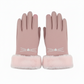 Winter Gloves with Embroidered Cat Whiskers and Faux Fur Cuffs