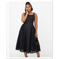 Classic Square Neck Pleated Midi Dress