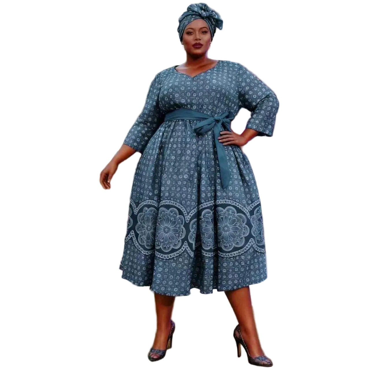 Plus Size Traditional Ethnic Midi Dress
