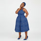 Plus Size Shweshwe Inspired Halter Neck Midi Dress