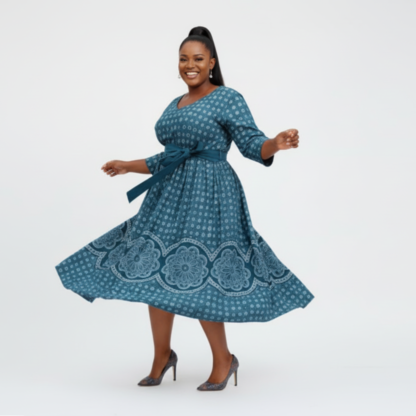 Plus Size Traditional Ethnic Midi Dress