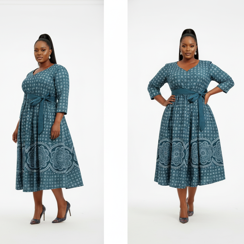 Plus Size Traditional Ethnic Midi Dress