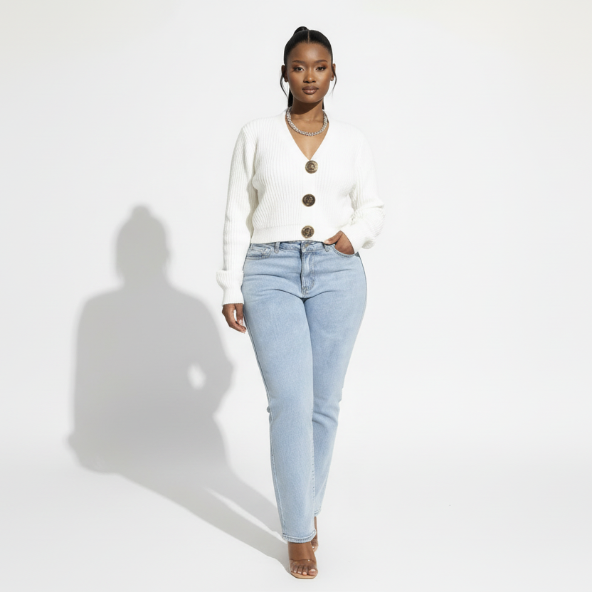 Ribbed Boxy Knitted Crop Cardigan