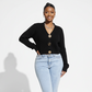 Ribbed Boxy Knitted Crop Cardigan