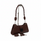 Croc-Patterned Leather Braided Shoulder Bag
