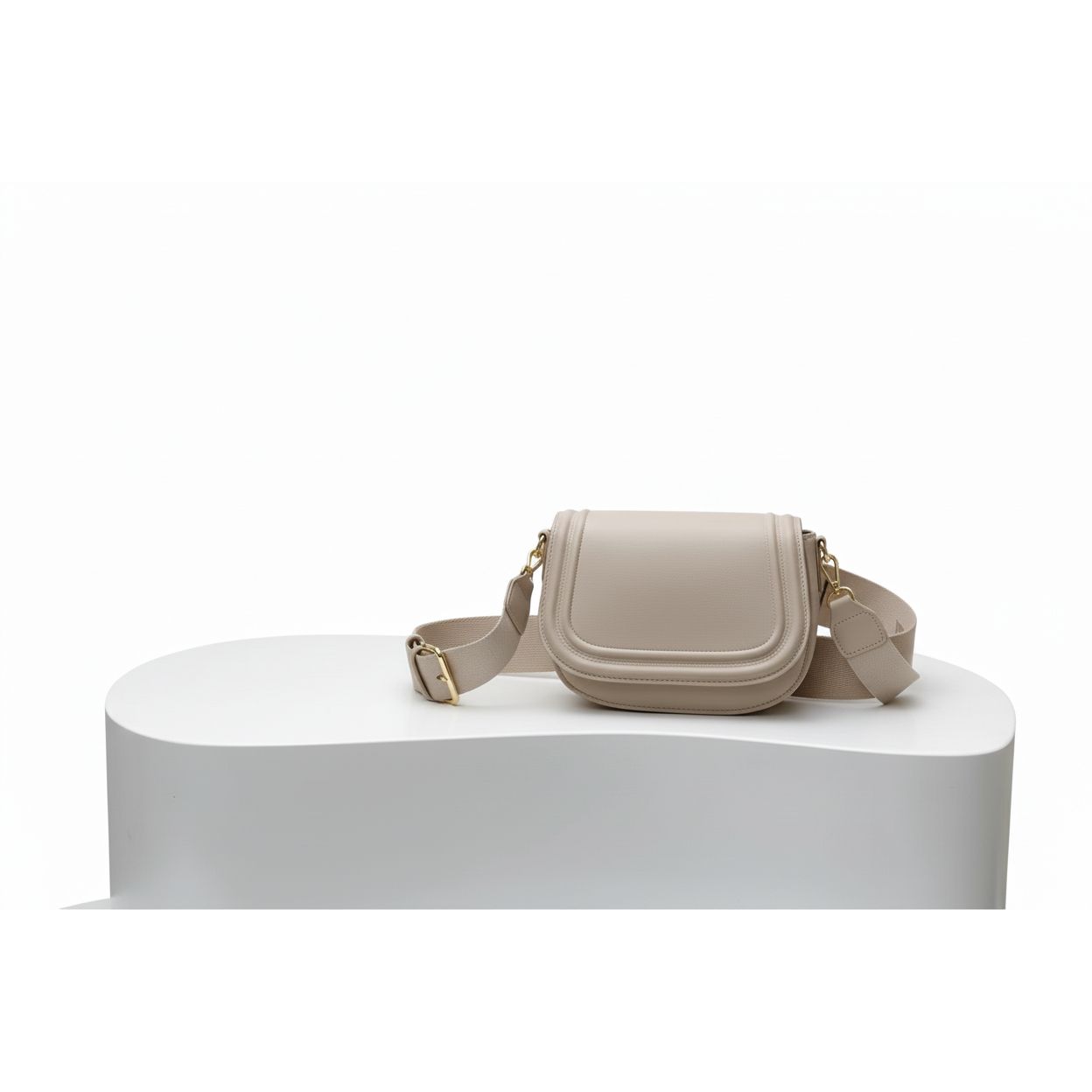 Crossbody Bag with a Flap-over Closure And Thick Shoulder Strap
